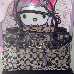 Coach Black Signature Canvas Satchel Tote